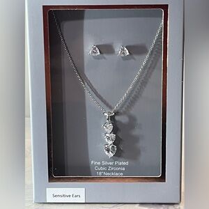 Believe by Brilliance Heart Shaped Necklace and Earrings Set